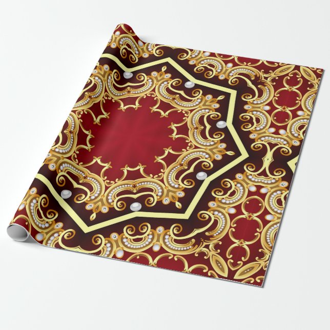 illustration background frame with pearl and golde presentpapper (Utrullad)
