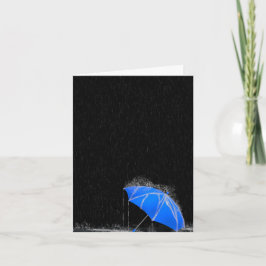 Illustration Borttappad Blue Umbrella in Rain Kort