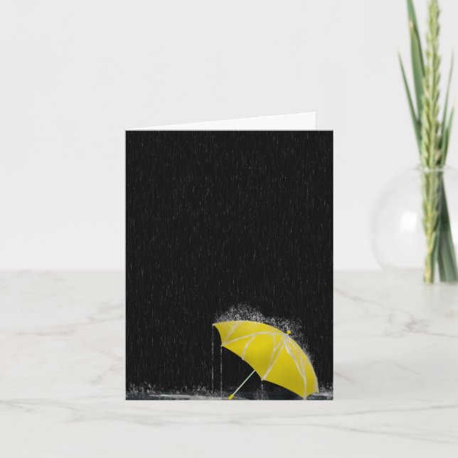 Illustration Borttappad Gult Umbrella in Rain Kort (Framsida)