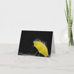 Illustration Borttappad Gult Umbrella in Rain Kort