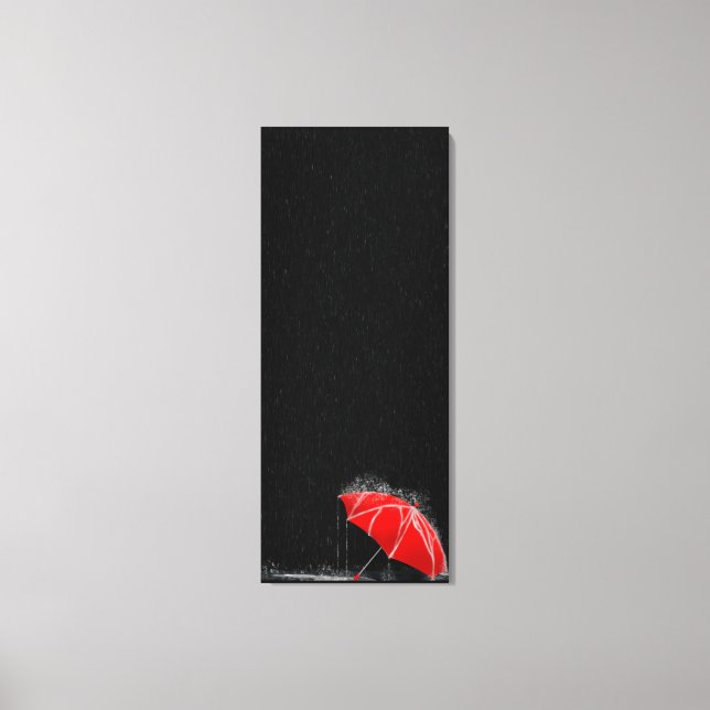 Illustration Borttappad Red Umbrella in Rain Canvastryck (Framsida)