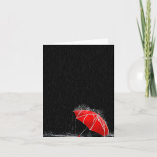 Illustration Borttappad Red Umbrella in Rain Kort