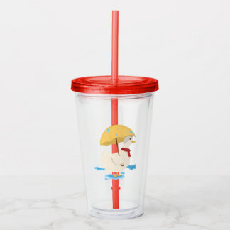 Illustration Cute Anka Holding Umberella Take Away Mugg