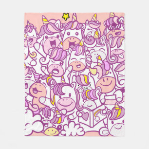 Illustration, Cute Unicorn och pony Collection wit Fleecefilt