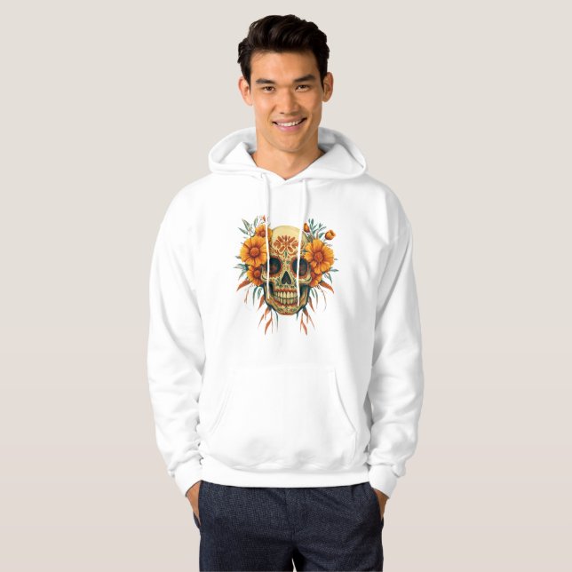 Illustration d'un Crâne de Fête des Morts Hoodie (Hel framsida)