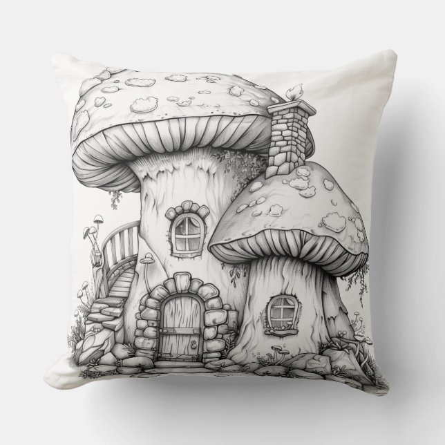 Illustration féérique de maison champignon 🍄 kudde (Framsida)