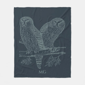 Illustration Fleece Blanket Natt Uggla