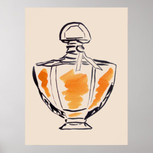 Illustration för akvarell för parfymflaskamode poster