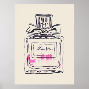 Illustration för akvarell för parfymflaskamode poster