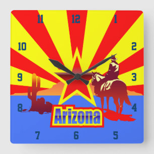 Illustration för Arizona statlig flaggavintage Fyrkantig Klocka