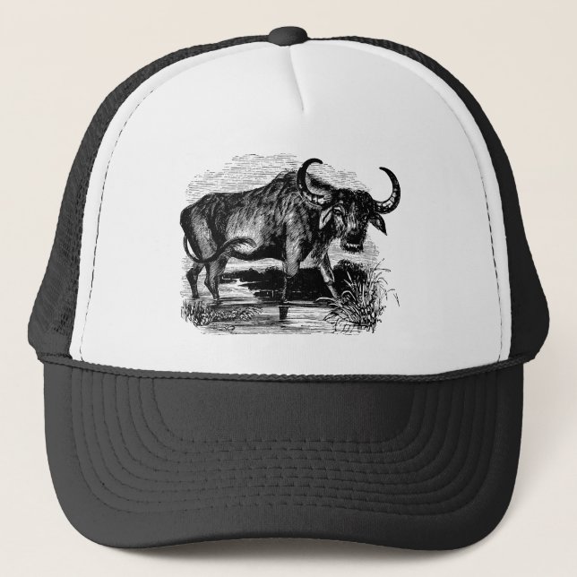 Illustration för Bison för vintagevattenbuffel Truckerkeps (Framsida)