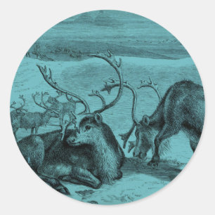 Illustration för blåttvintageren runt klistermärke