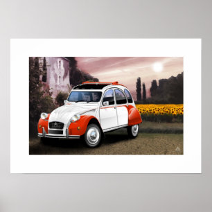 Illustration för Citroen 2CV dockaaffisch Poster