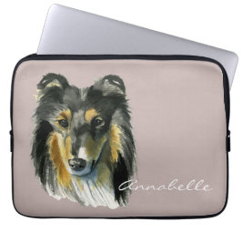 Illustration för Colliehundvattenfärg Laptop Sleeve