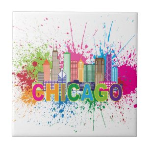 Illustration för färg för Chicago IL Kakelplatta