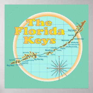 Illustration för Florida nyckelkarta Poster