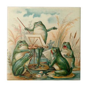 Illustration för grodaorkestervintage kakelplatta