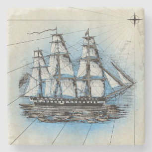 Illustration för högväxt frakt för vintage mar stenunderlägg