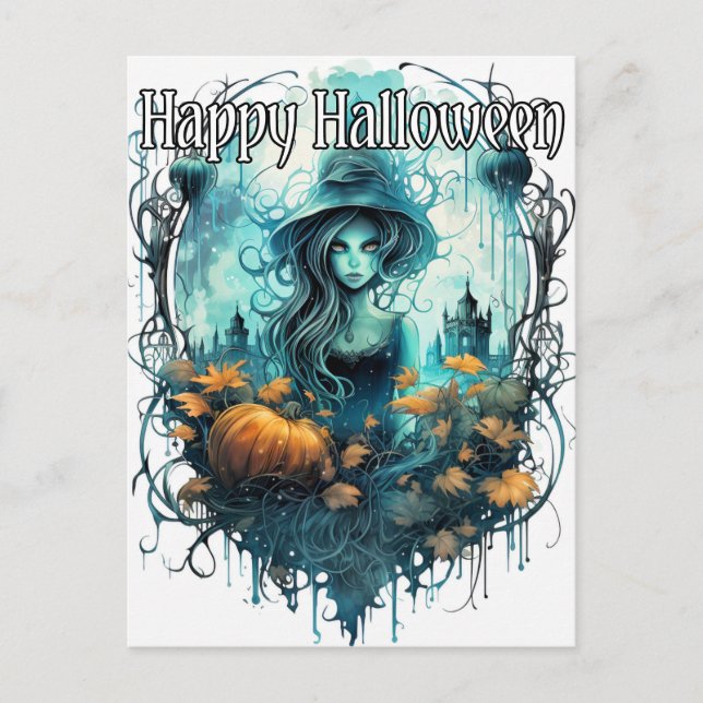 Illustration för höstblocket | HAPPY HALLOWEEN Vykort (Framsida)