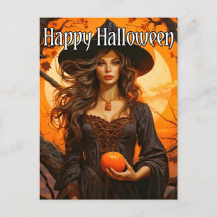 Illustration för höstblocket HAPPY HALLOWEEN Vykort