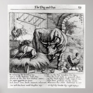 Illustration för 'hunden och Ox'en Poster