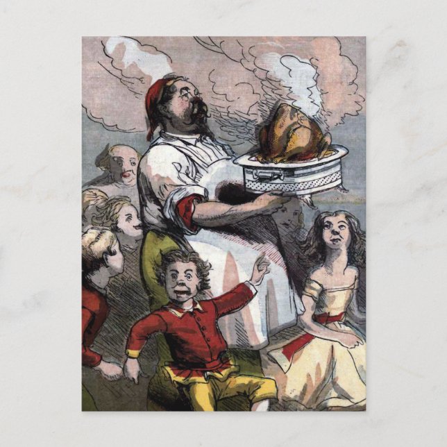 Illustration "för julTurkiet" vintage Helg Vykort (Framsida)