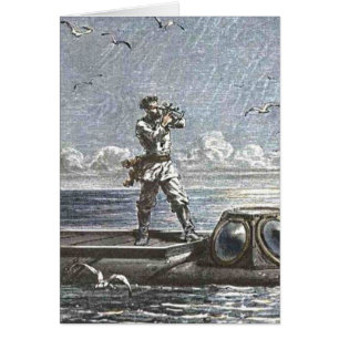 Illustration för kaptenNemo Verne 20.000 ligor Hälsningskort