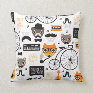 Illustration för katt och för björn för kudde