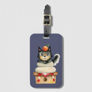 Illustration för Kawaii Shiba Inu hundvattenfärg Bagagebricka