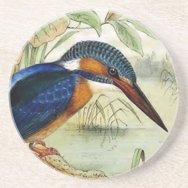 Illustration för Kingfishervintagefågel Underlägg (Framsidan)