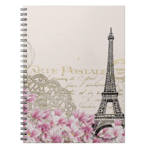 Illustration för konst för vintageParis Eiffel Anteckningsbok Med Spiral
