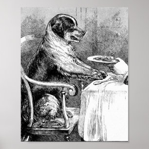 Illustration för middagstidvintagehund poster