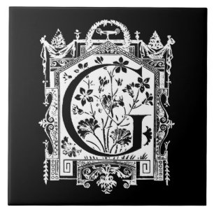 Illustration för Monogram för G för Kakelplatta