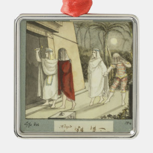 Illustration för Mozarts "magiska flöjt", 1845 Julgransprydnad Metall
