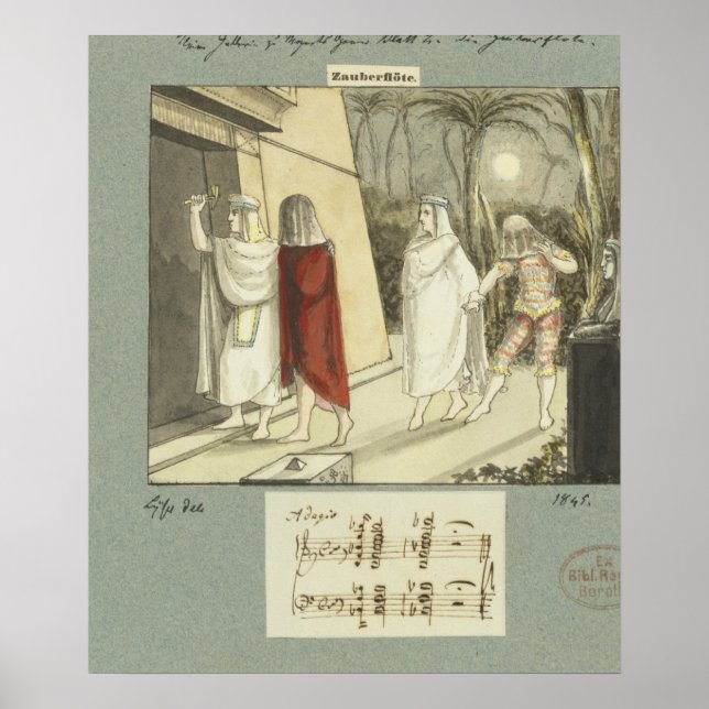 Illustration for Mozart's 'The Magic Flute', 1845 Poster (Framsidan)