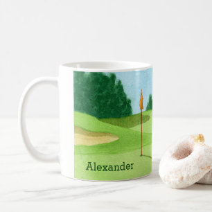 Illustration för personliggolfbanagrönt kaffemugg