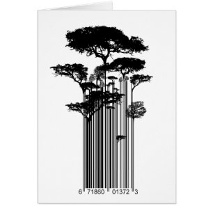 Illustration för träd för Banksy stilBarcode Hälsningskort