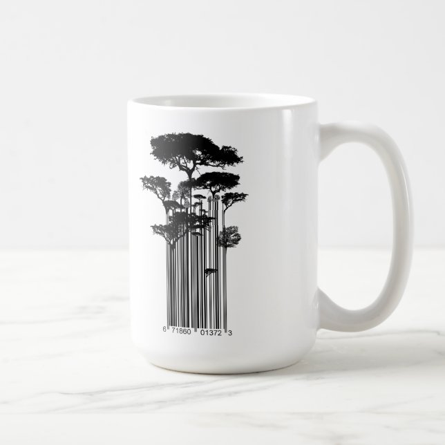 Illustration för träd för Banksy stilBarcode Kaffemugg (Höger)