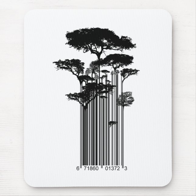 Illustration för träd för Banksy stilBarcode Musmatta (Framsidan)