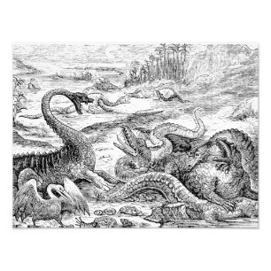 Illustration för vintage1800sDinosaur - Dinosaurs Fototryck