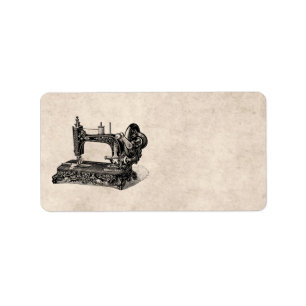 Illustration för vintage1800ssymaskin adressetikett
