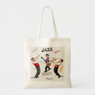 Illustration för vintage för musik för Jazzmusi Tygkasse