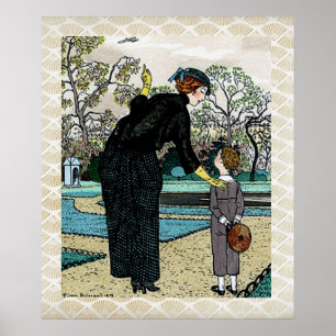 Illustration för vintageart nouveauhöst poster
