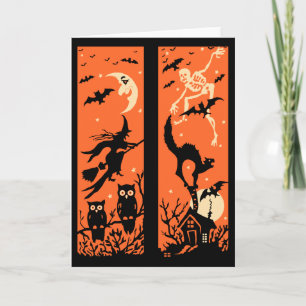 Illustration för vintageHalloween Silhouette Kort