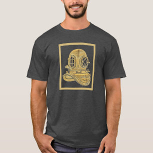 Illustration för vintagemässingsdykninghjälm t shirt