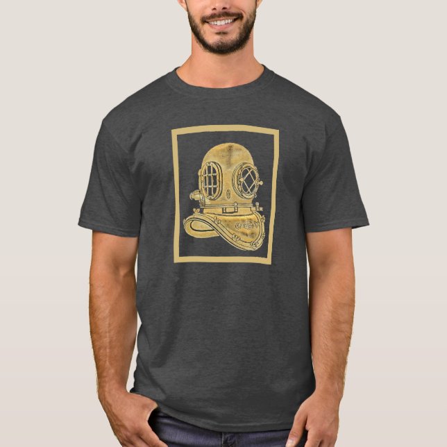 Illustration för vintagemässingsdykninghjälm t shirt (Framsida)