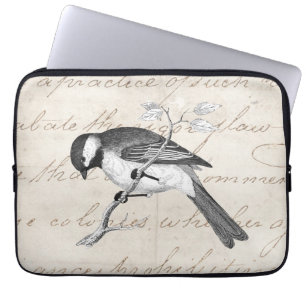 Illustration för vintagesångfågel - text för laptop fodral