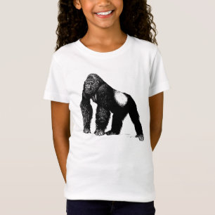 Illustration för vintageSilverbackgorilla, svart T Shirt