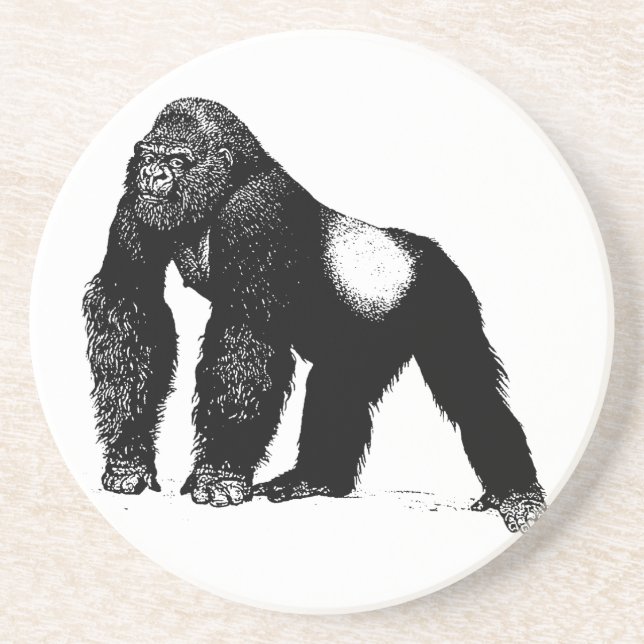 Illustration för vintageSilverbackgorilla, svart Underlägg (Framsidan)