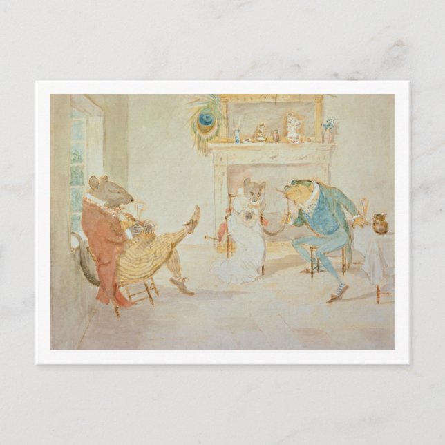 Illustration från 'A Frog He Would a Wooing Go' Vykort (Framsida)